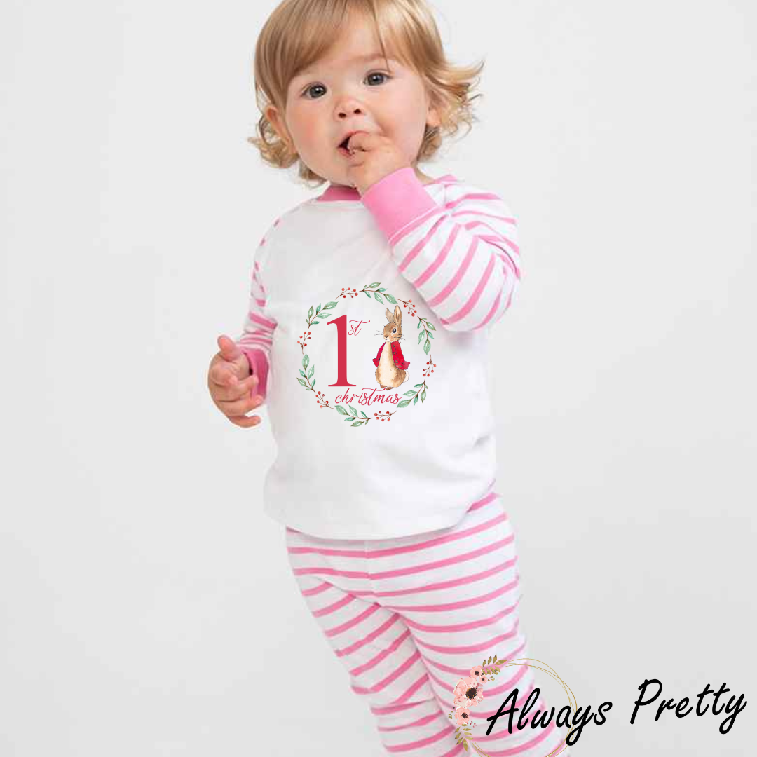 My 1st Christmas Pink Stripe Pjs
