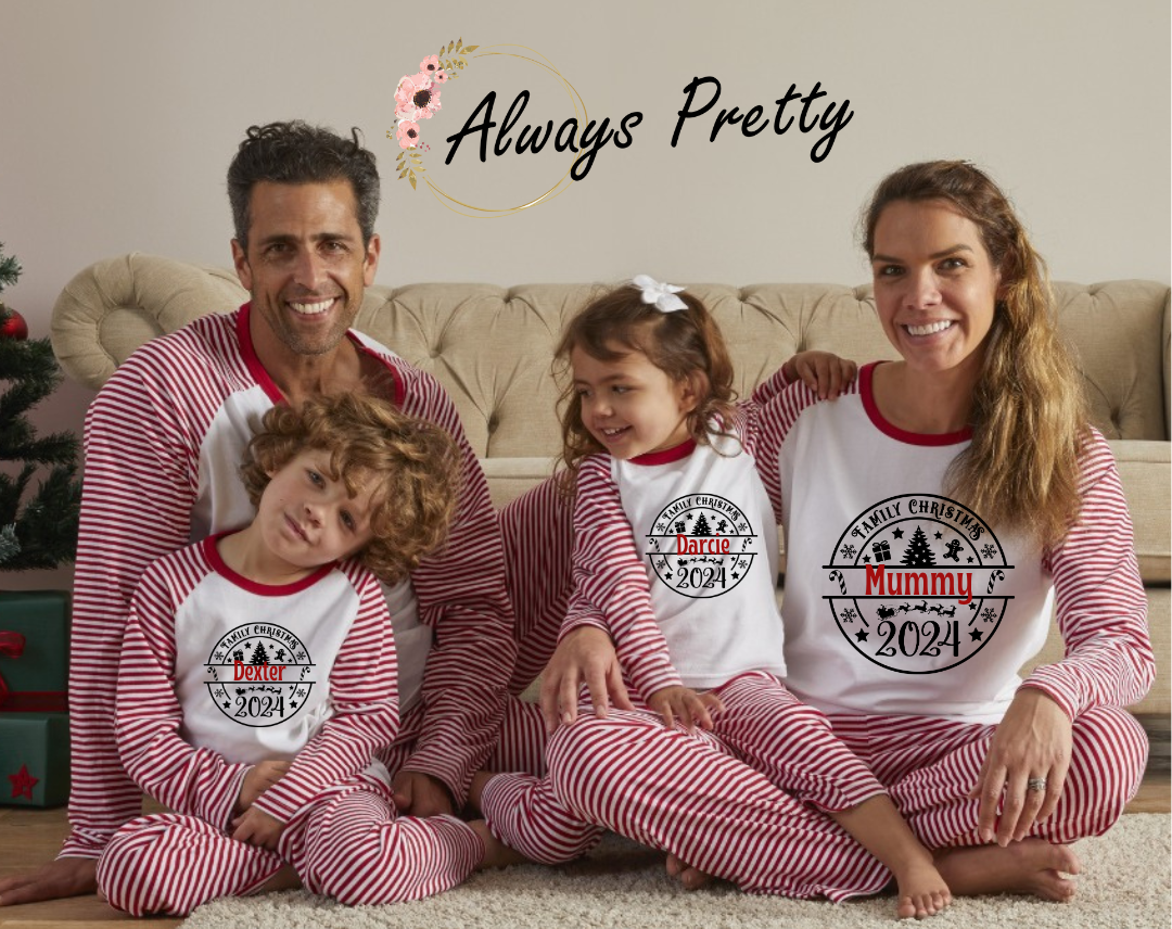 Family Christmas Personalised Red Stripe Pjs