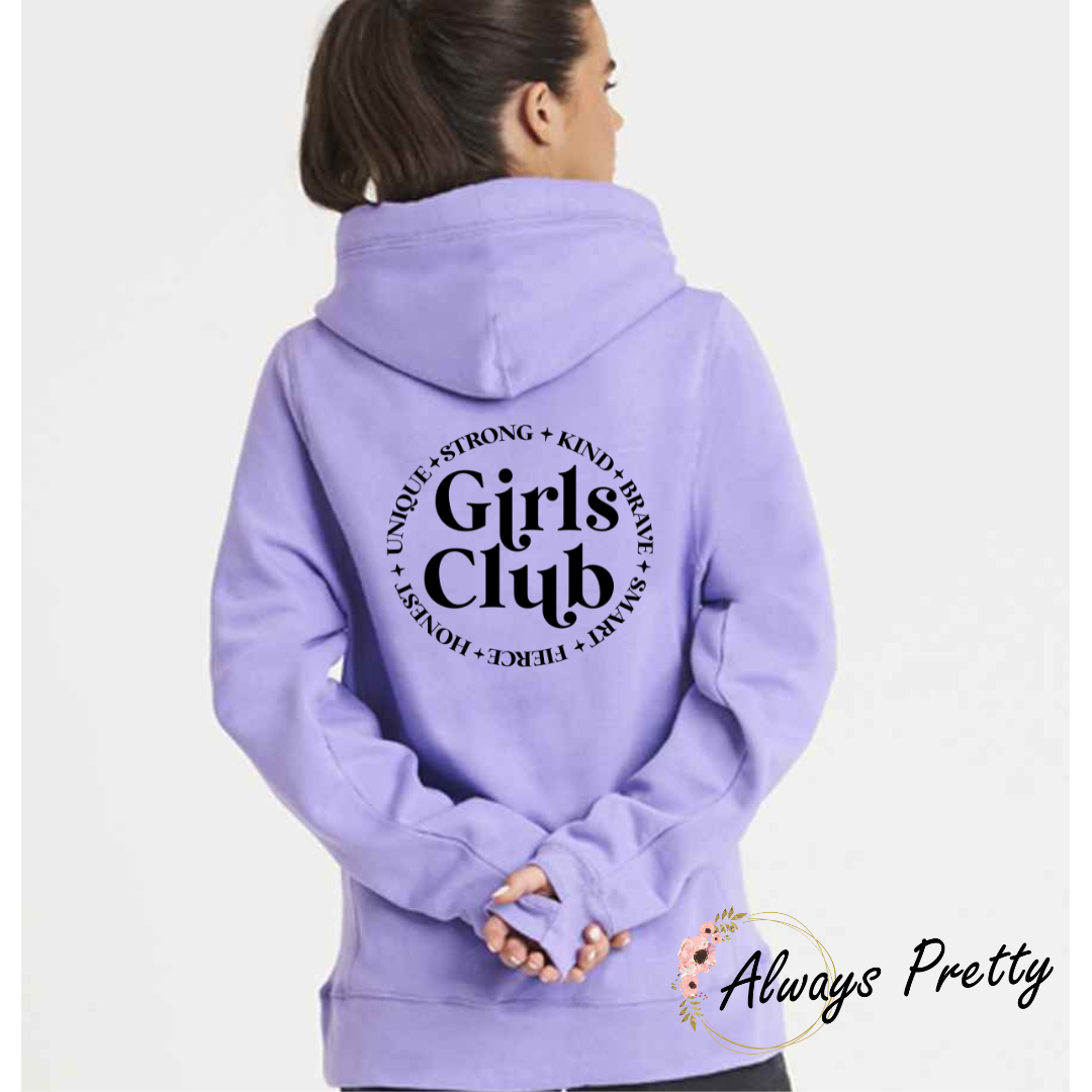 Girls Club back design Chunky Cowl Neck Hoodie