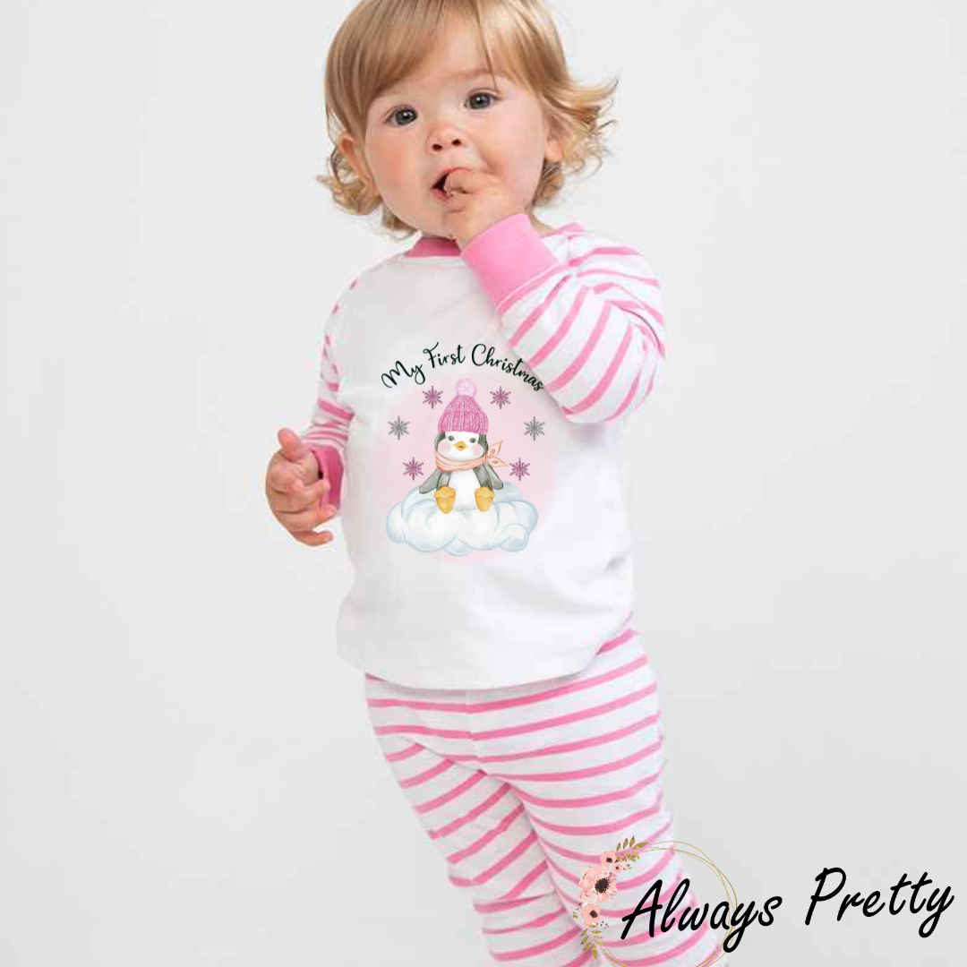 My First Christmas Pink Stripe Pjs