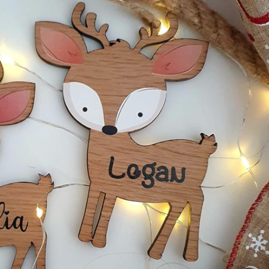 Personalised Wooden Reindeer Decoration