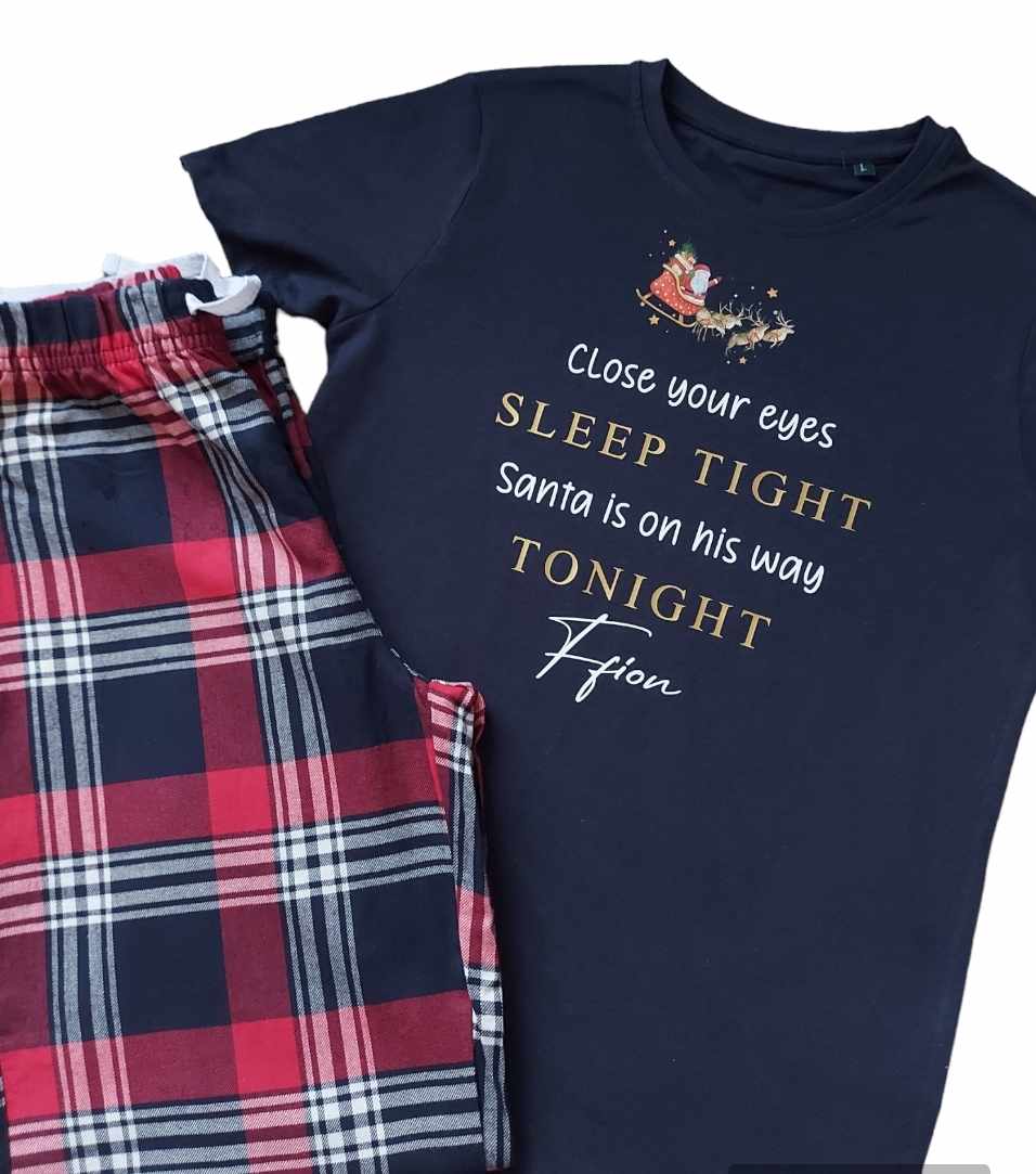 Close Your Eyes Navy Tartan Christmas Pjs