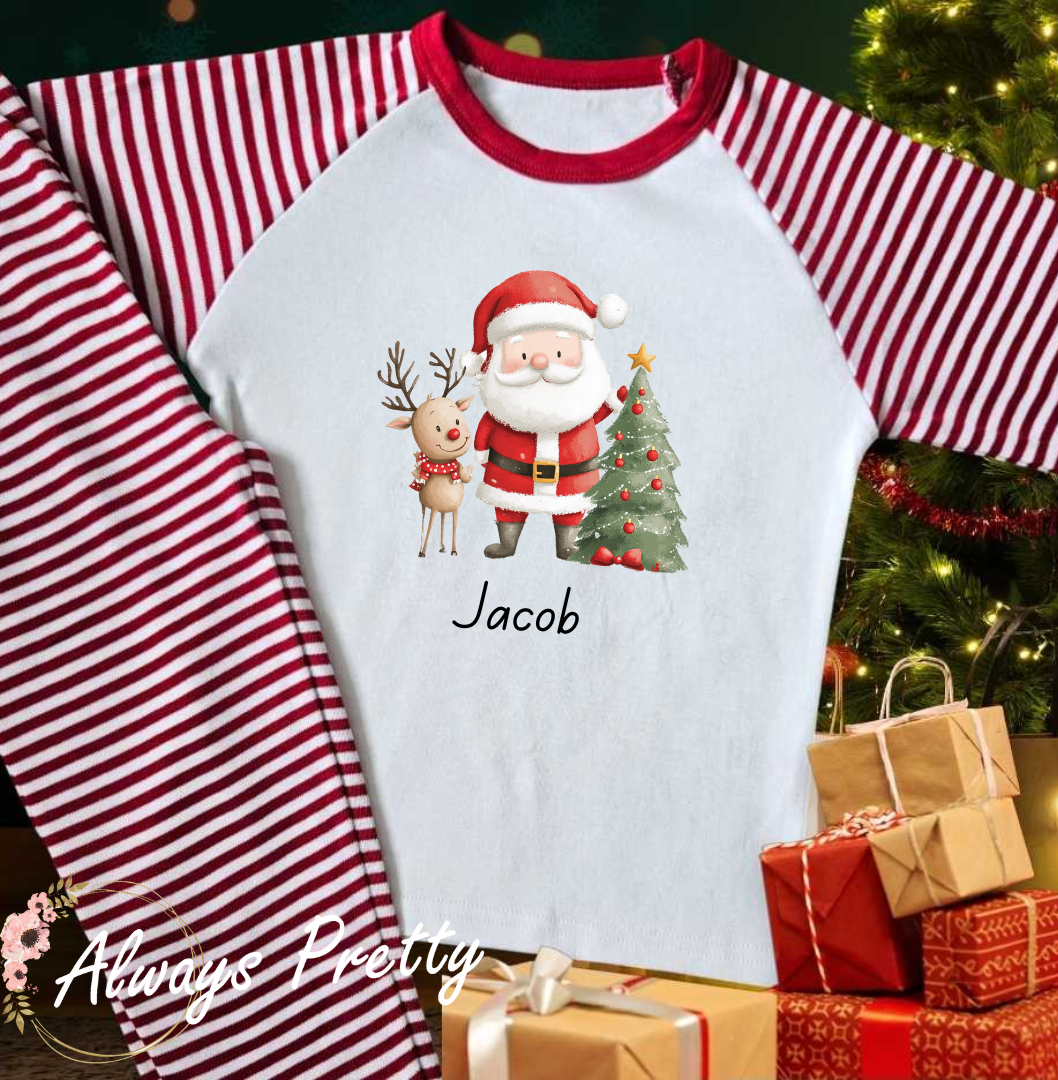 Santa and Reindeer Personalised Pjs