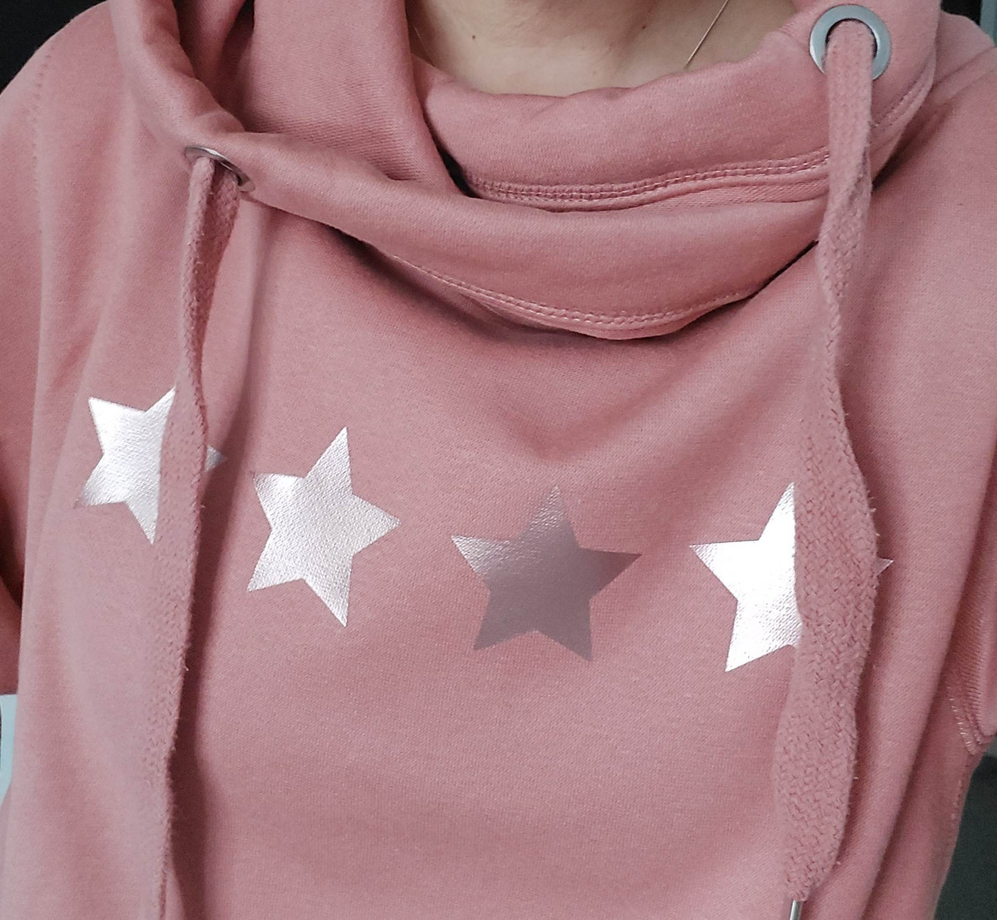 4 Star Design Cowl Neck Hoodie