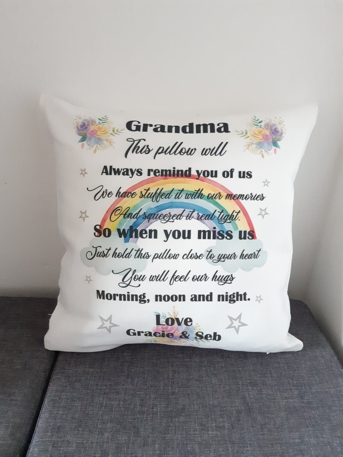 Personalised Rainbow Cushion