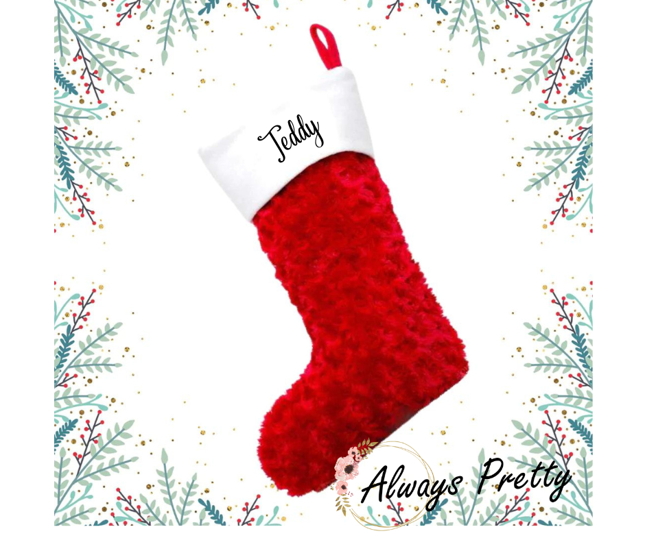 Personalised Stocking (Grey & Red)