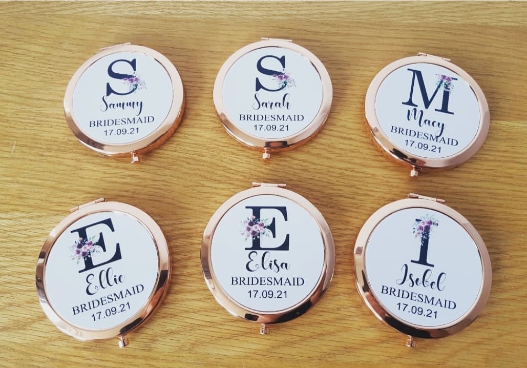Personalised Bridesmaid Compact Mirrors