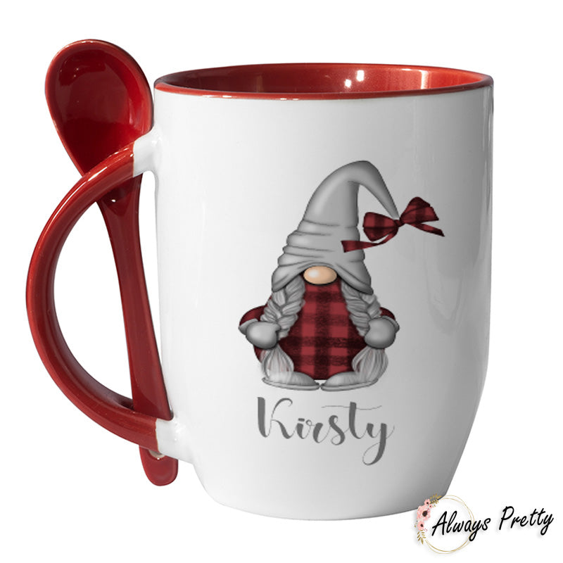 Personalised Gonk Christmas Mug With Spoon