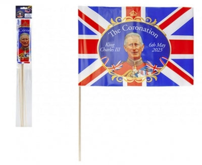 King Coronation Union Jack Waving Flags 30 X 20cm Pack Of 4