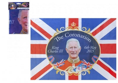 KING CORONATION UNION JACK RAYON FLAG 85CM X 60CM