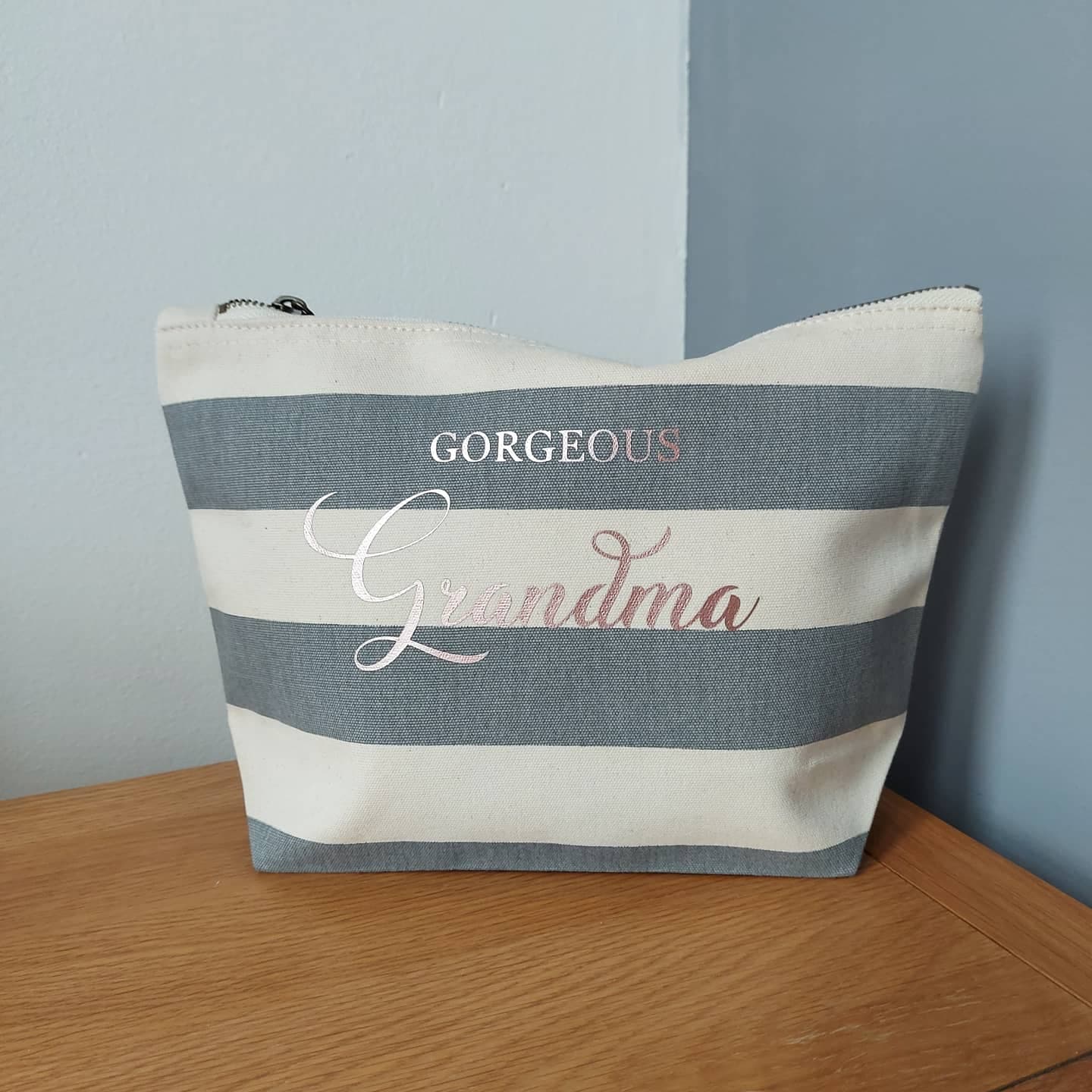 Personalised Large Stripe Makeup Bag/Washbag