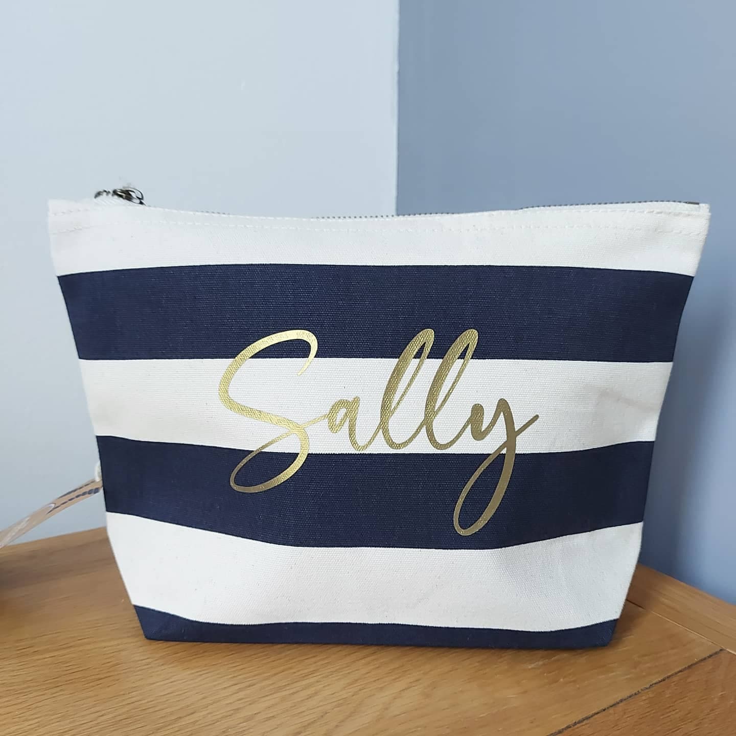 Personalised Large Stripe Makeup Bag/Washbag
