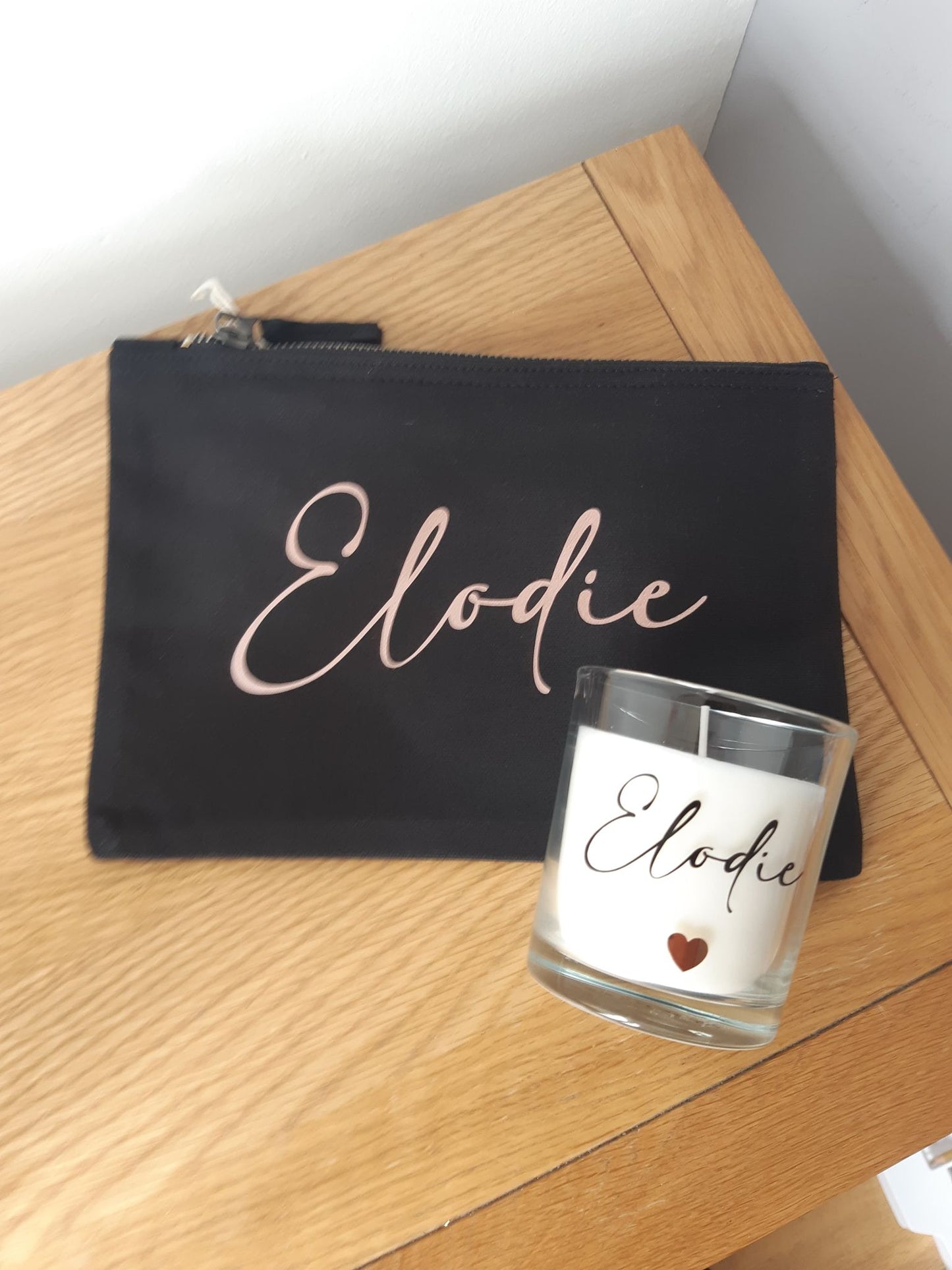 Personalised Makeup Bag & Candle