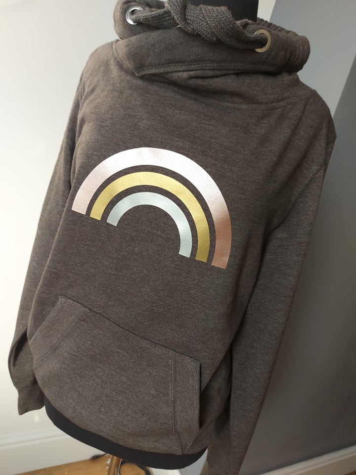 Metallic Rainbow Chunky Cowl Neck Hoodie