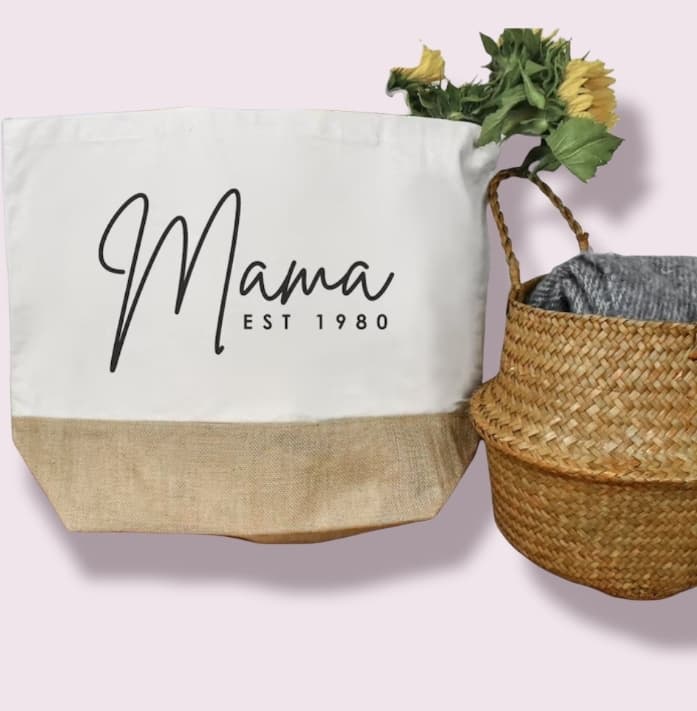 Mama Est...Jute Canvas Bag (Can Be Grandma/ Nana Etc)