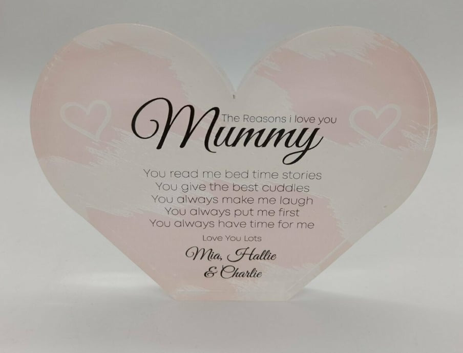 The Reasons I Love You - Free Standing Heart (any recipient, and 5 of your own reasons)