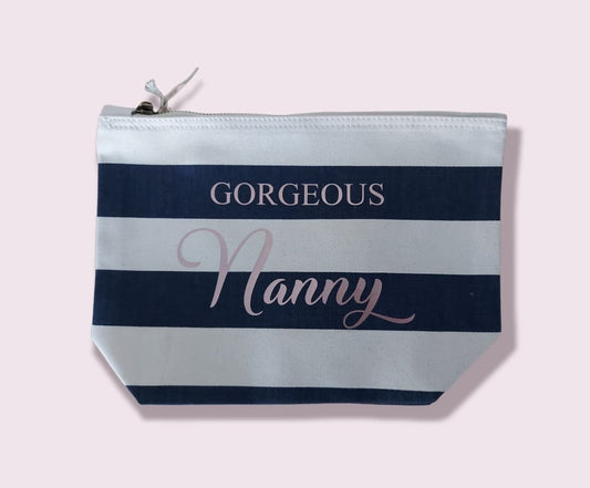 Personalised Large Stripe Makeup Bag/Washbag