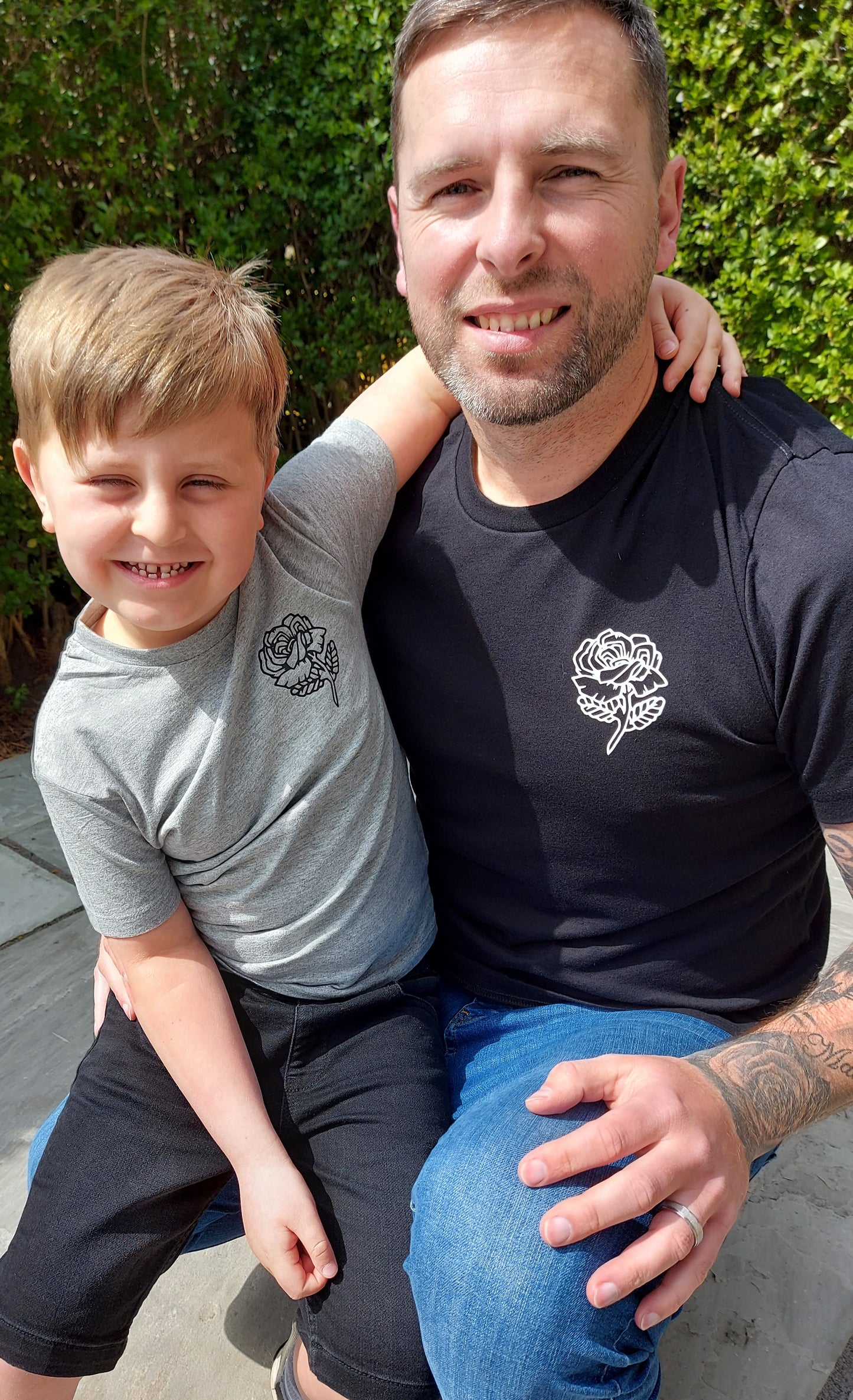 Matching Adult And Child Rose T-Shirts