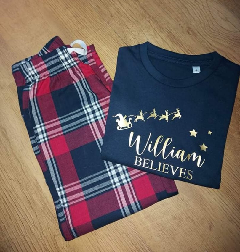 Personalised Santa Sleigh Child Pjs