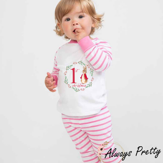 My 1st Christmas Pink Stripe Pjs