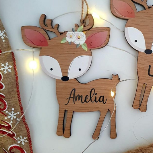 Personalised Wooden Reindeer Decoration