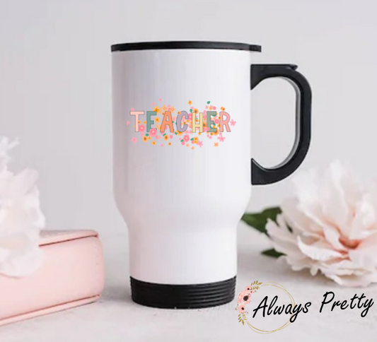 Teacher Floral Travel Mug
