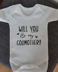 Will You Be My Godmother baby Vest