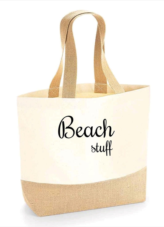 Beach Stuff Jute/Canvas Bag