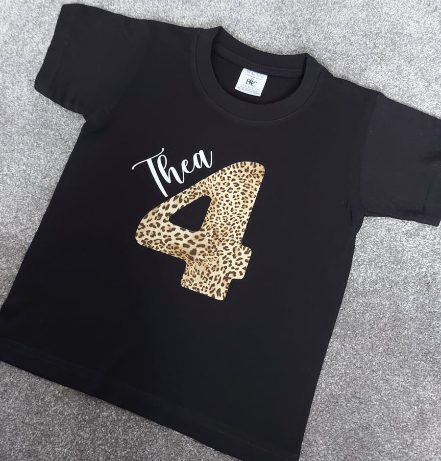 Leopard Print Age Personalised T-Shirt