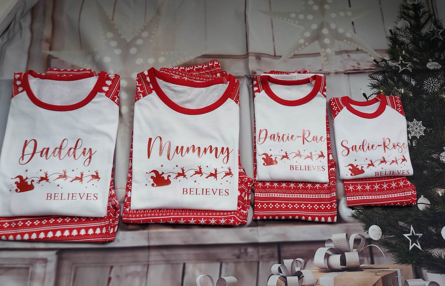 Personalised 'Santa Sleigh' Christmas Pjs