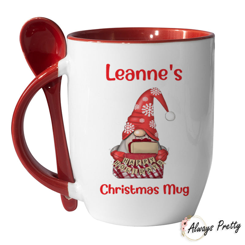 Personalised Gonk Christmas Mug With Spoon