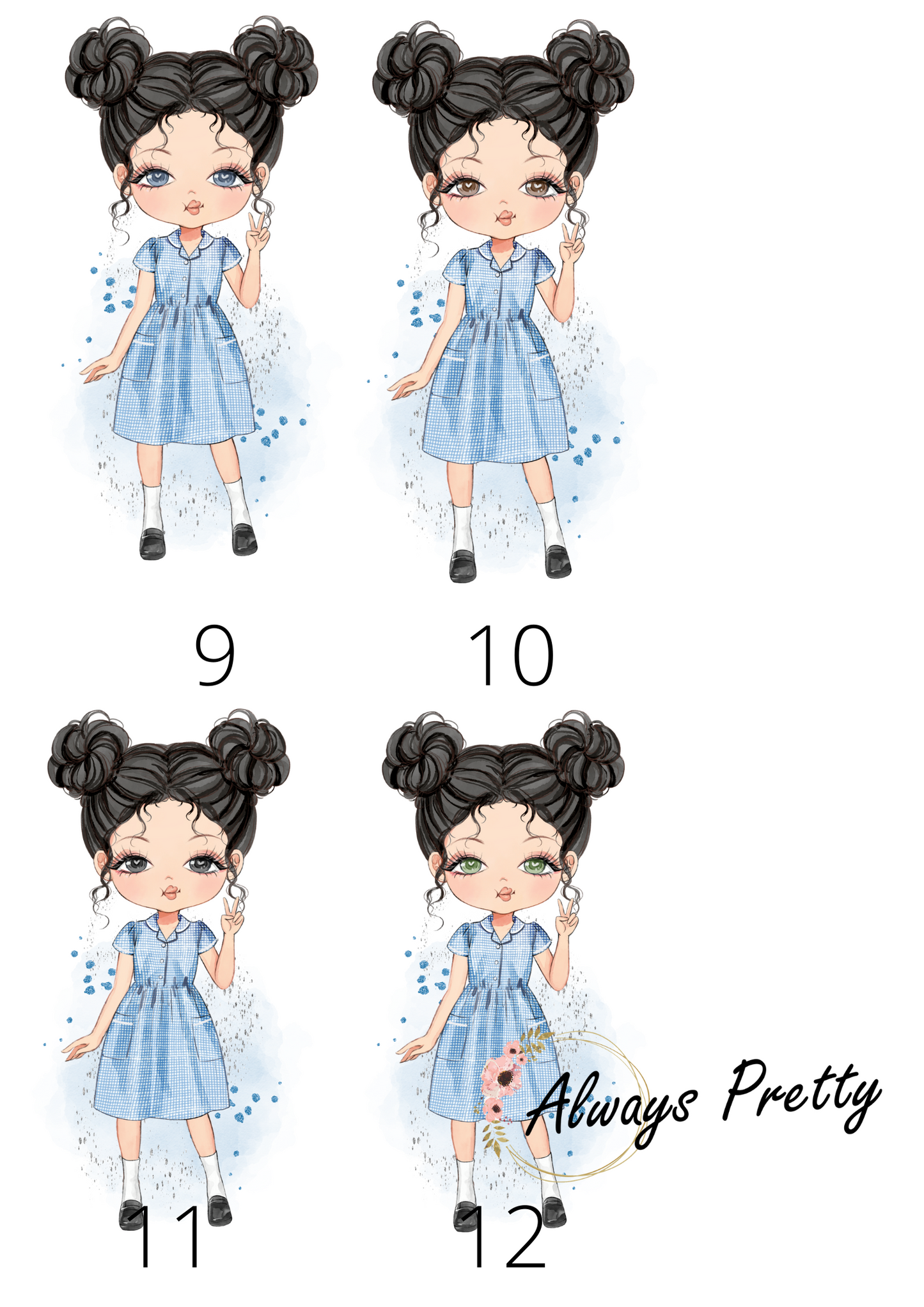 Personalised School Girl Drinks Bottle (36 Designs Available)