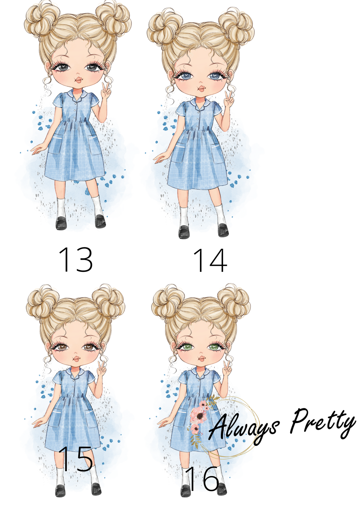 Personalised School Girl Drinks Bottle (36 Designs Available)