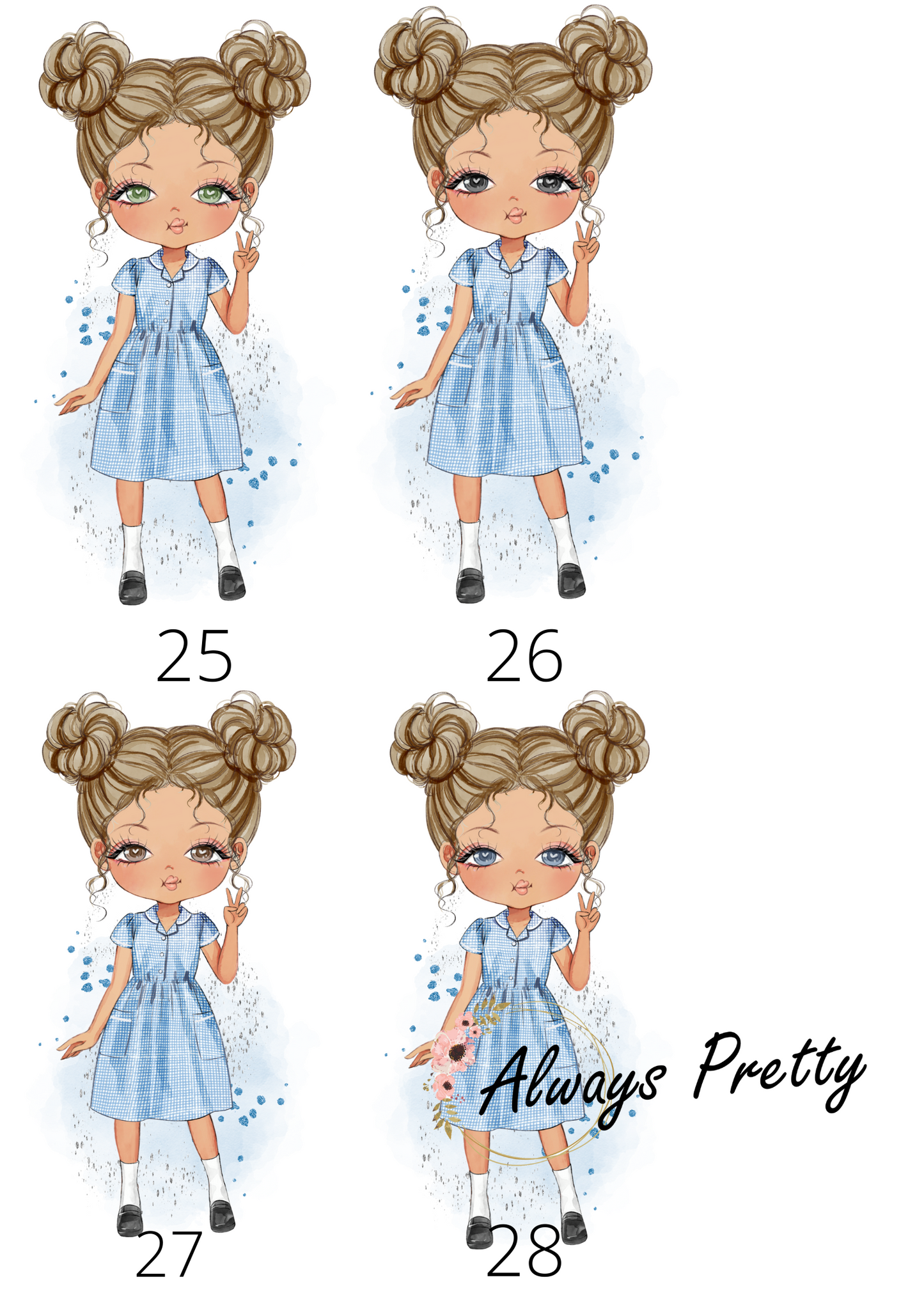 Personalised School Girl Drinks Bottle (36 Designs Available)