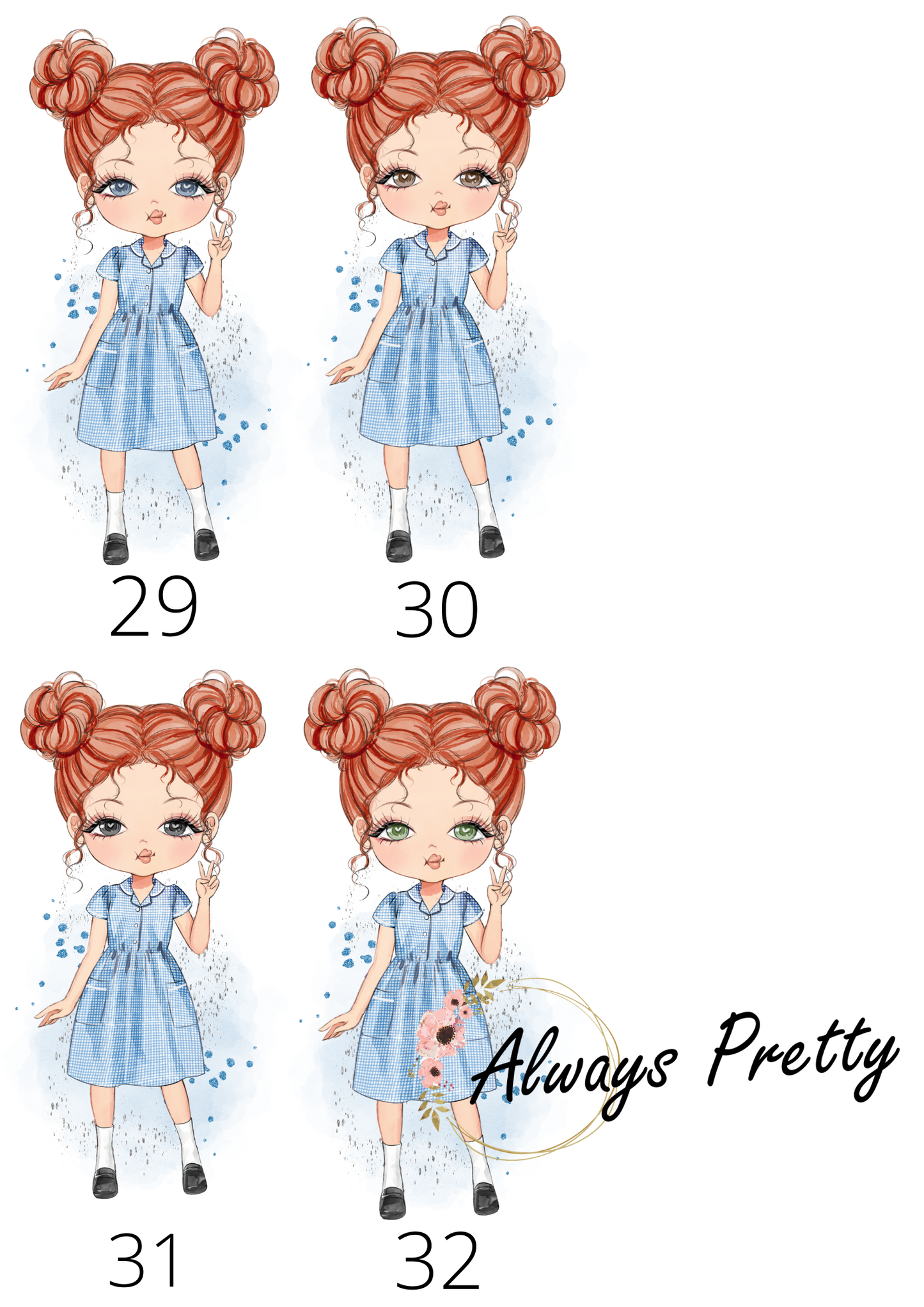 Personalised School Girl Drinks Bottle (36 Designs Available)