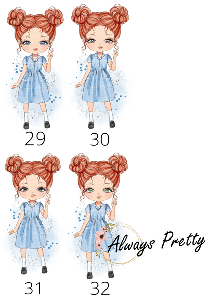Personalised School Girl Drinks Bottle (36 Designs Available)