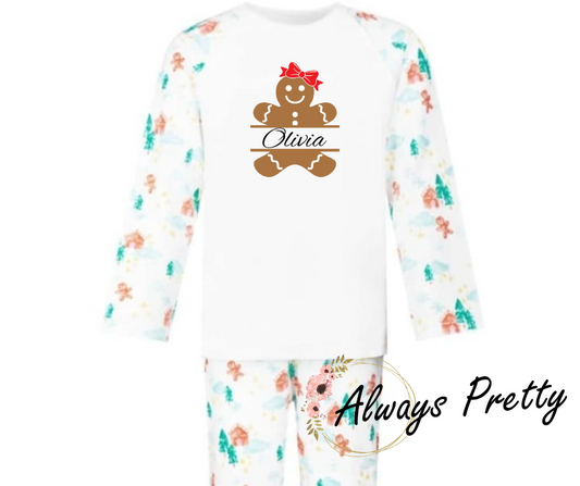 Personalised Gingerbread Pjs (With & Without Bow)