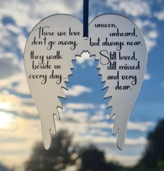 Angel Wings (With Printed Words) Frosted Hanging Decoration
