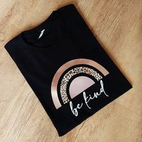 Rose and Leopard Print Black T-Shirt