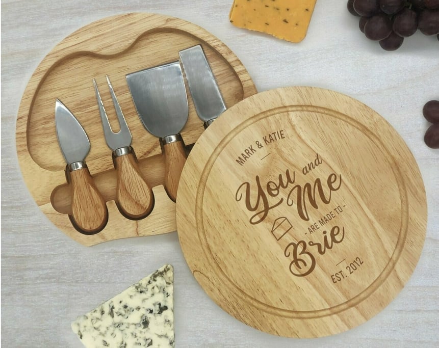 You And Me Are Made To Brie Personalised Engraved Cheese Board