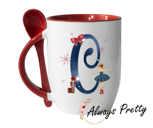 Nutcracker & Ballerina Personalised Christmas Mug With Spoon