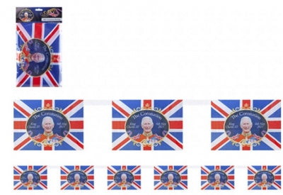 Coronation Union Jack Flag Rayon Bunting 30 X 20cm 12 Ft
