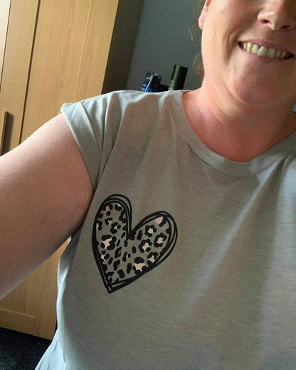 Heart Flowy Rolled Cuff T-Shirt