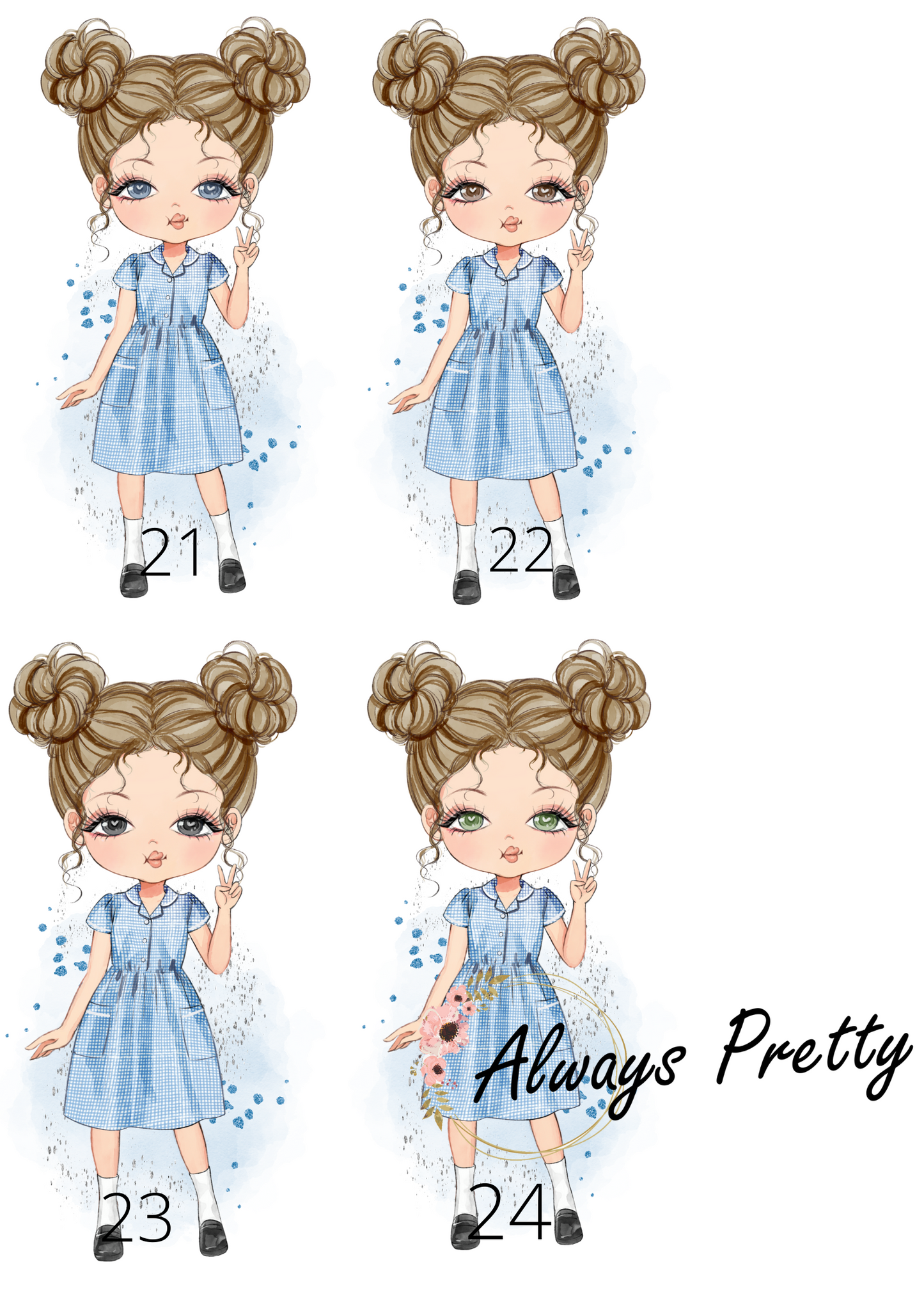 Personalised School Girl Drinks Bottle (36 Designs Available)