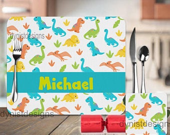 Personalised Dinosaur Placemat and Coaster