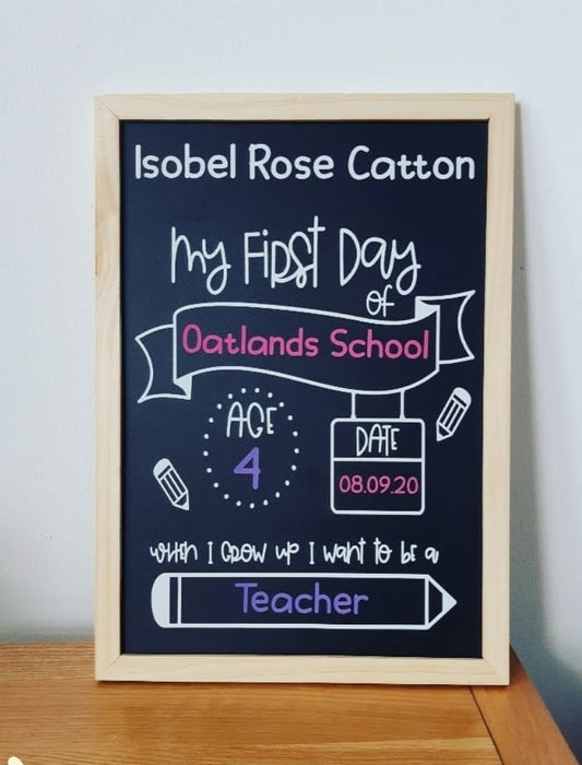 First Day at School A4 Chalkboard