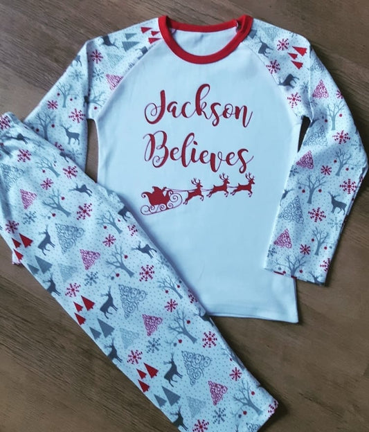 Personalised Grey Christmas Pjs