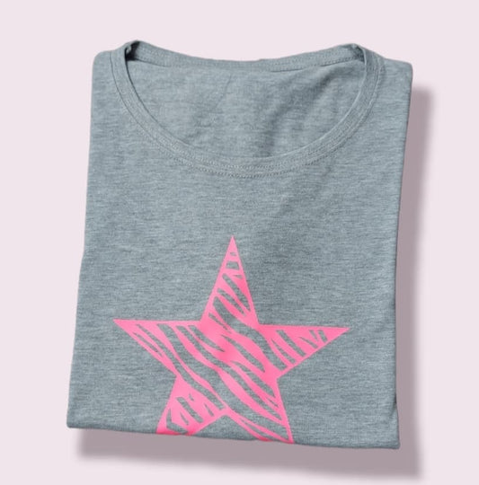 Zebra Heart Design (With Extra Star Added To The Back) Tee