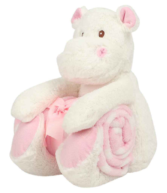 Hippo with Printed Fleece Blanket