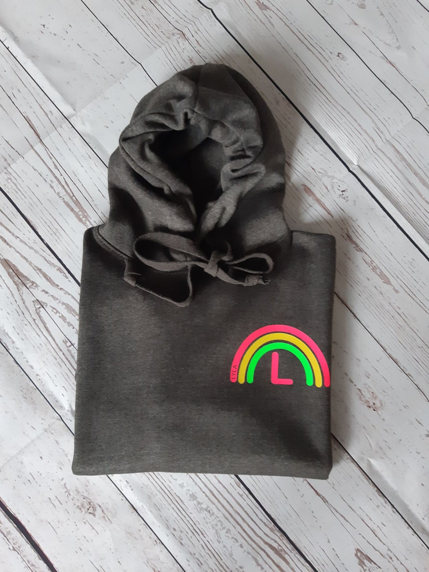 Personalised Children's Neon Rainbow Hoodie